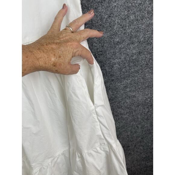 J. Crew Factory White Sun Dress Women's Size 4 Sleeveless Ruffle Colar Cotton - Picture 13 of 14